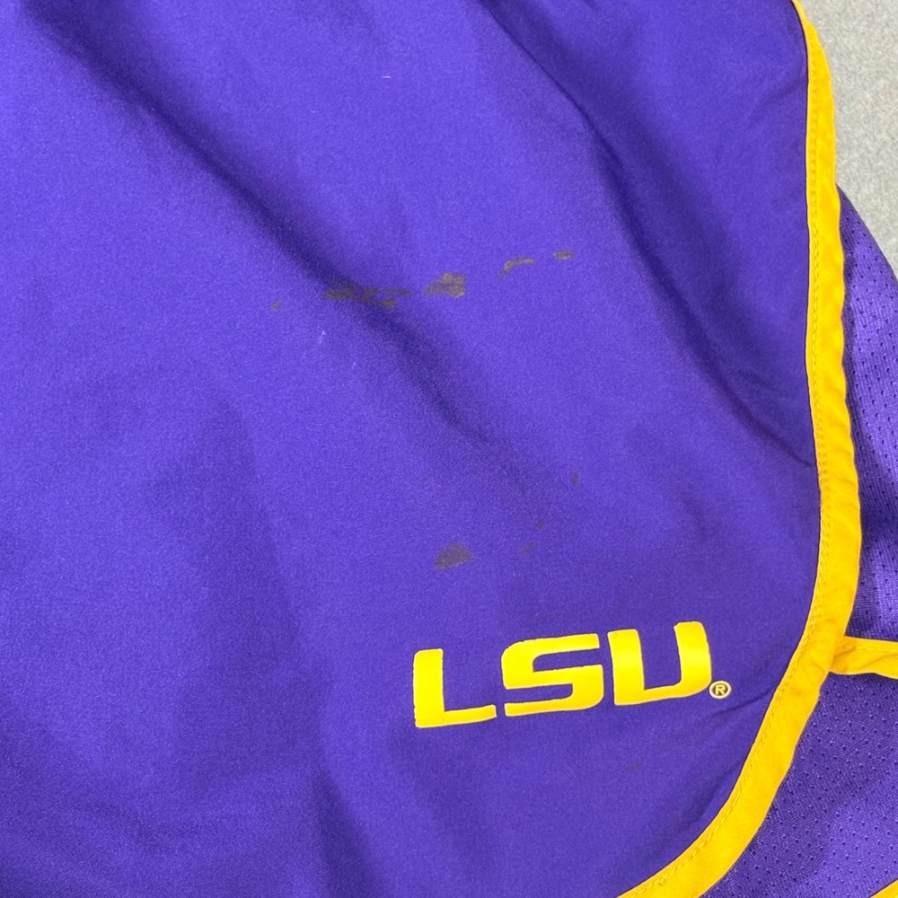 Nike Team LSU Tigers Purple Yellow Running Shorts Womens Small Nike FIT DRY - Picture 2 of 6